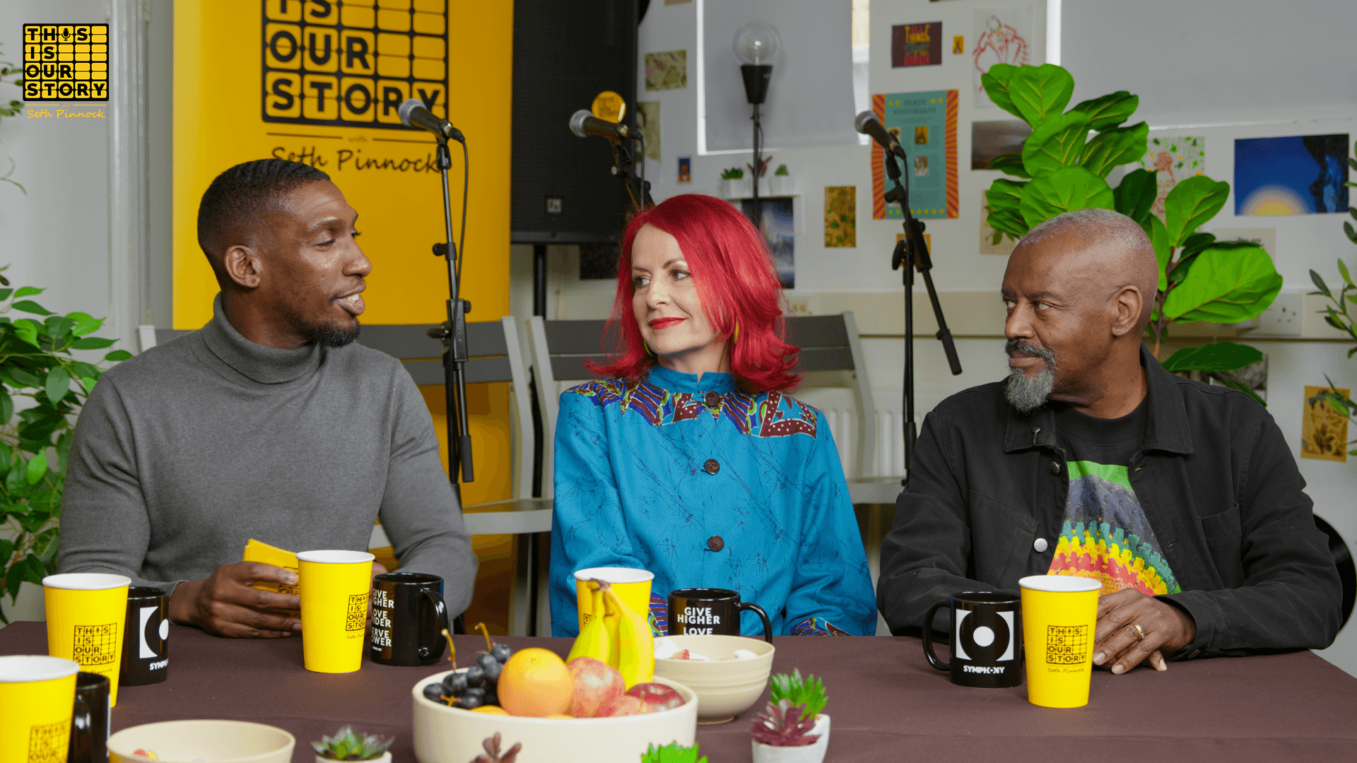 Seth Pinnock with Carrie and David Grant during a This Is Our Story recording